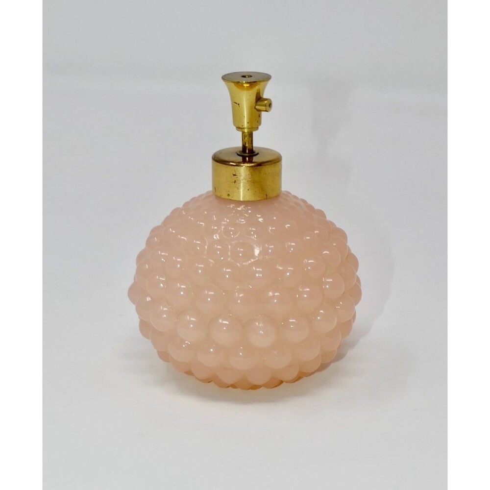 Irice Vintage Pink Hobnail Glass Perfume Atomizer Bottle Mid Century Vanity MCM